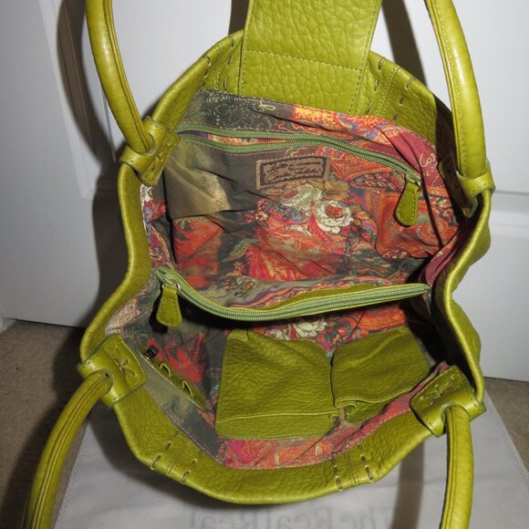 Carlos Falchi Green Leather Double Handle Satchel - Picture 2 of 14